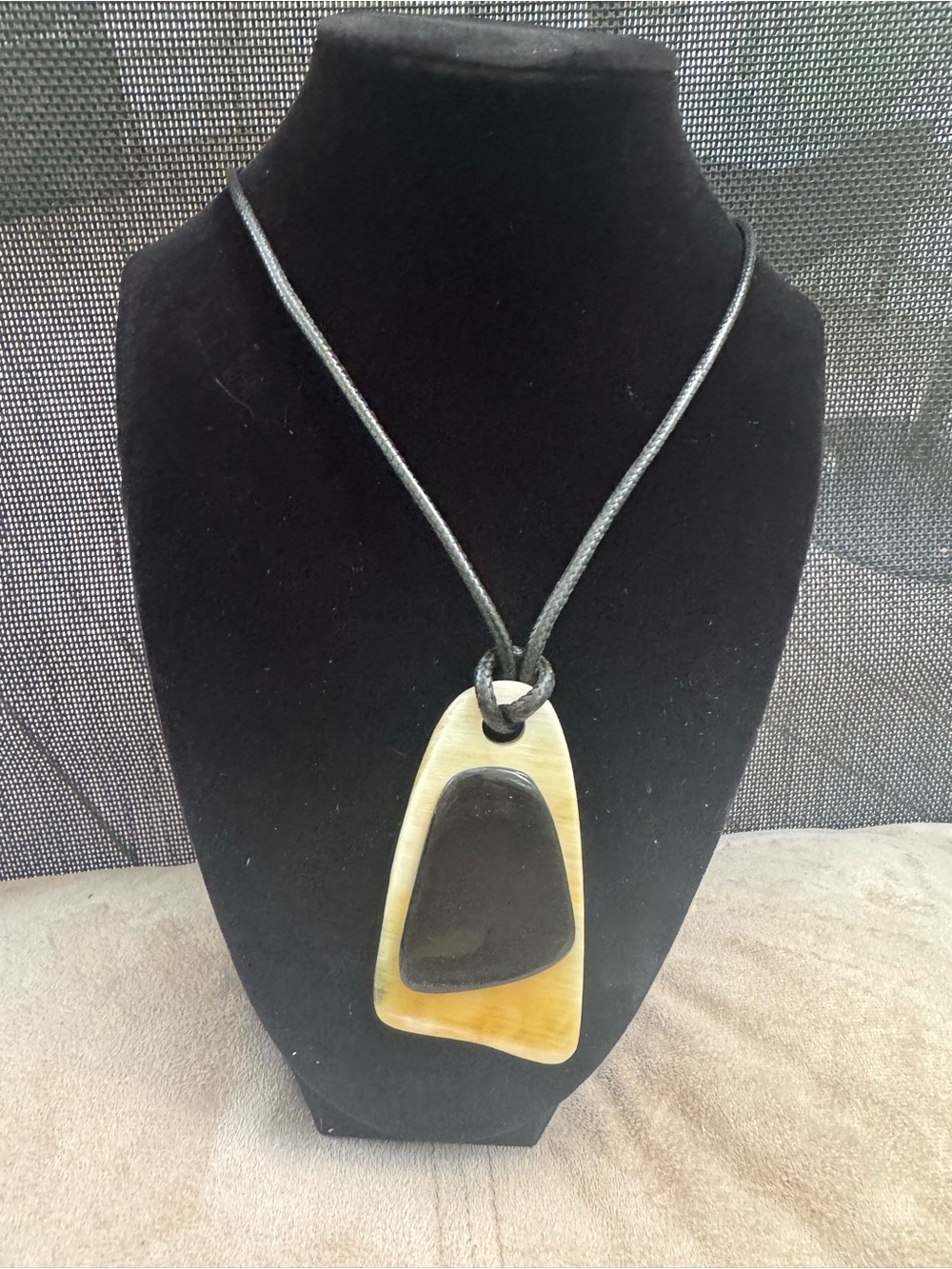 Handcrafted Black and Honey-Tone Pendant Necklace - Women Jewelry
